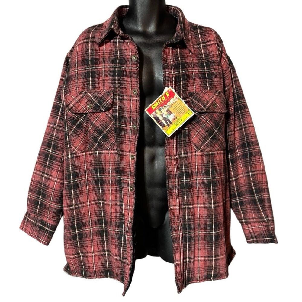 Vintage Smith’s American Workwear Brick Quilted Lined Flannel Shirt Jacket Men’s